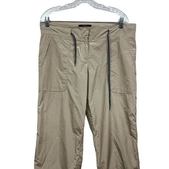 Weekend Max Mara Womens Pants Relaxed SportDrawstring Rolled Button Hem Beige W8 - Picture 3 of 7